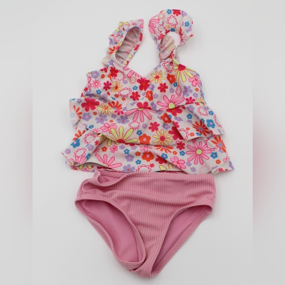 Wonder Nation Girls Floral Swimsuit 2-Piece Size 4/5